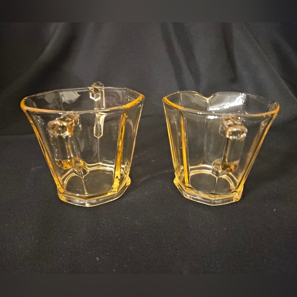Vintage Fostoria Topaz Yellow Cream and sugar set Depression Glass - Picture 5 of 16